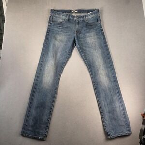 Uniqlo Selvedge Jeans Mens 33 Blue Slim Straight Stretch Denim Mid Wash Classic